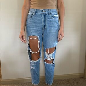 Women's Distressed Blue Jeans